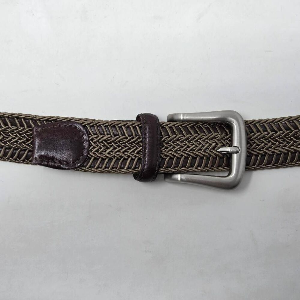 TORINO MADE IN USA BROWN TAN BRAIDED WEAVE SATIN LEATHER BELT MENS SIZE 40